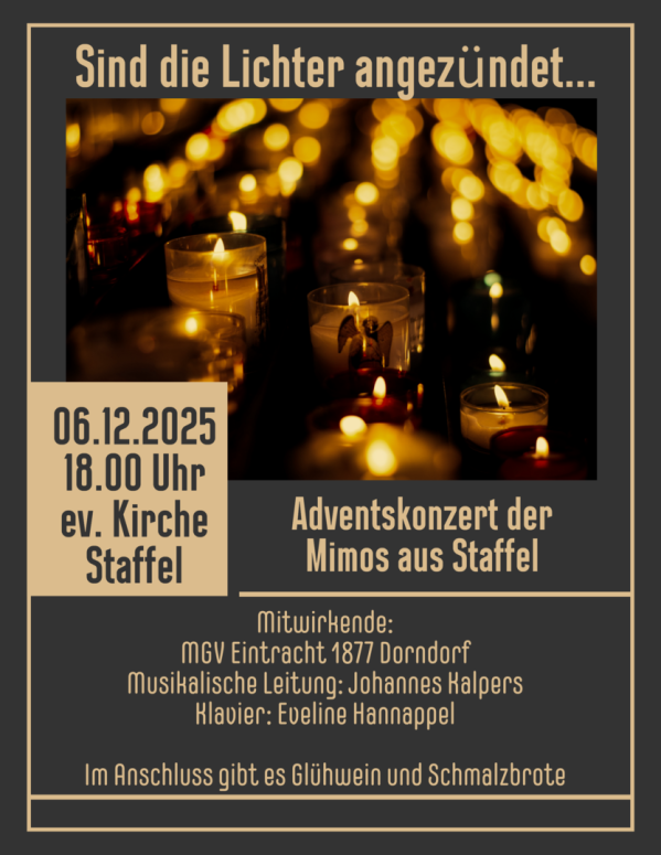 Am 06.12.25: Männerchor nimmt am Adventskonzert der Mimos Staffel teil