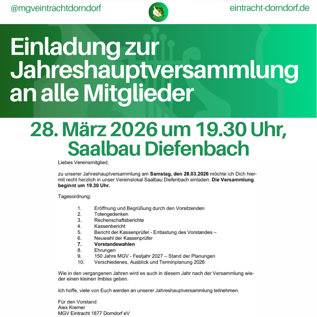 Einladung zur Jahreshauptversammlung am 28.03.2026